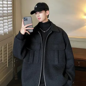 Wiaofellas Woolen Coat Oversize Thick Warm And Loose Fitting Coat Plush Woolen Men's Jacket Unisex Style Daily Casual Chic Men's Clothing