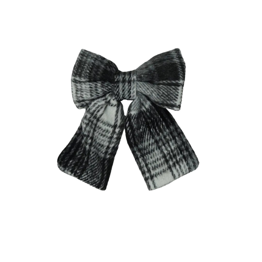 Wool Plaid Small Bow Hair Clip